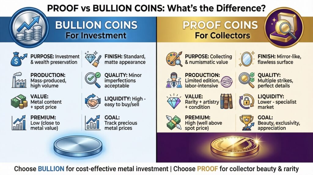 What Is the Difference Between Proof and Bullion Coins?