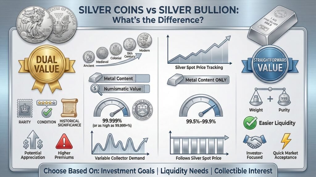 What Is the Difference Between Silver Coins and Silver Bullion