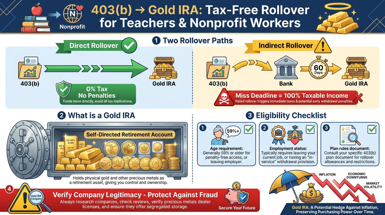 403(b) to Gold IRA Rollover – What Teachers & Nonprofits Need to Know (2026 Guide)