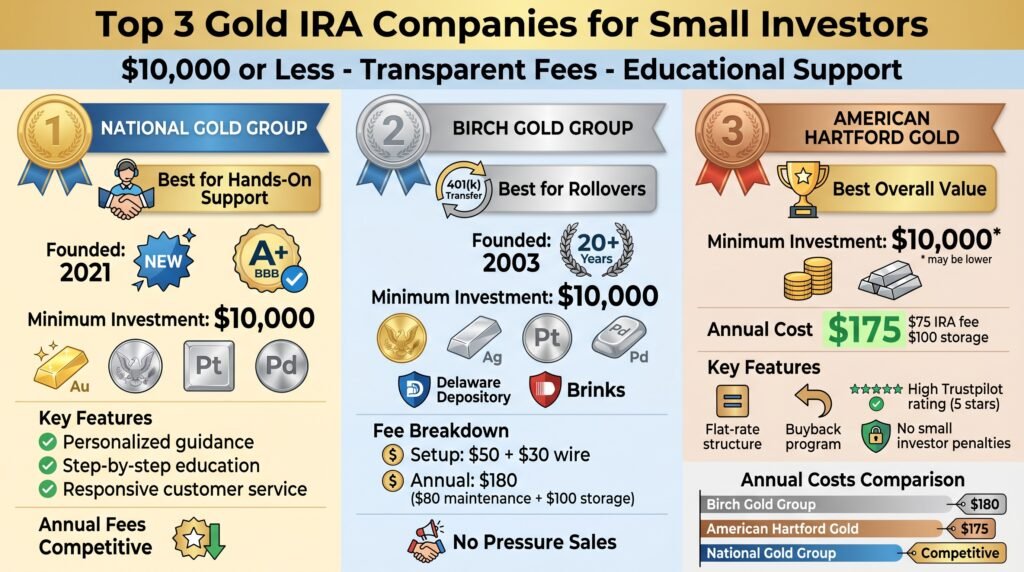 Top 3 Gold IRA Companies for Small Investors (Under $10,000)