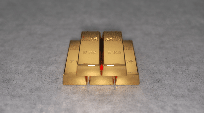 Gold bars and coins